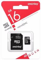 Карта памяти 16Gb - SmartBuy Micro Secure Digital HC Class 4 SB16GBSDCL4-01 с переходником под SD (Оригинальная!)