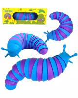 Игрушка слизень улитка антистресс Finger Slug для детей /гибкая разноцветная гусеница слизняк на подарок малышам /сенсорная погремушка попит