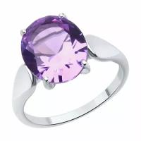 Серебряное кольцо Diamant online с ситаллом цвета Аметист 274262, Серебро 925°, 17,5