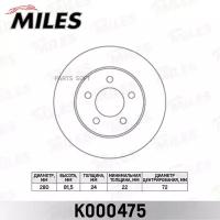 MILES K000475 Диск тормозной передний D280мм. JEEP CHEROKEE 86-/GRAND CHEROKEE 91-99/WRANGLER (TRW DF4499) K000475