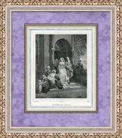 Свадьба. Выход из церкви. А. Ферран (1817– 1848) Картина антикварная. Уникальный, элитный, VIP подарок на свадьбу, годовщину или юбилей бракосочетания