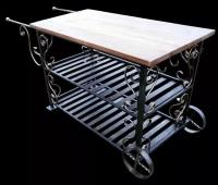 Кованый стол для сада и дома, передвижной на колесиках 1,15*0.6 м - Претти
