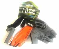 Перчатки велосипедные лайкра AIR COMFORT черно-бело-оранжевые, размер XL, D-GRIP GEL, на липучке FUZZ