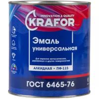 Эмаль ПФ-115 универсальная Krafor, алкидная, глянцевая, 2,7 кг, серая