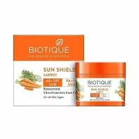 Солнцезащитный крем для лица с морковным маслом и экстрактом семян моркови SUN SHIELD CARROT 40+SPF Sunscreen Cream Biotique | Биотик 50г