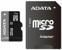 Карта памяти A-DATA microSDHC Class 10 32GB + SD adapter (AUSDH32GUICL10-RA1)