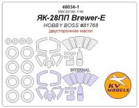 48034-1KV ЯК-28ПП Brewer-E (HOBBY BOSS #81768) - (Двусторонние маски) + маски на диски и колеса