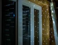 Световой занавес роса, 400 холодных белых мини LED-огней, 2.2х2.2+3 м, SNOWHOUSE