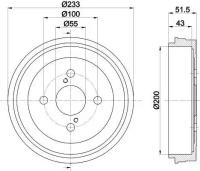 Барабан тормозной для автомобилей Toyota Yaris Verso (99-)/Echo (99-) d=200 мм TF 051341 TRIALLI