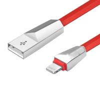 Плоский кабель для iPhone iPad iPod, X4 Zinc Alloy Rhombic Lightning Cable, красный
