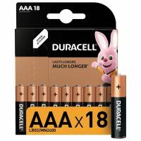 Батарейки комплект 18 шт., DURACELL Basic, AAA (LR03, 24А), алкалиновые, мизинчиковые, блистер, 81483686, 453559