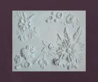 Барельеф ручной работы белый 50х60см, цветочное панно