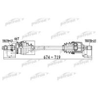 Полуось передний мост слева 27X674X60X25 ABS:46T HYUNDAI ELANTRA [JD] 1,6 07 - I30 1,6 [JD] 08 - MT Patron PDS0496