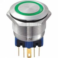 Кнопка антивандальная металл GN22-A без фикс.Подсв.12V син.(GQ22-11E)