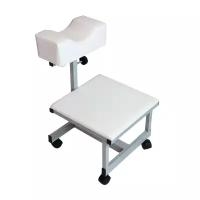 Подставка для педикюра (для педикюрного кресла) с полкой - Педикюрная подставка для ног с полкой с регулировкой высоты, белая, узкая