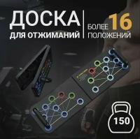 Доска для отжиманий с упорами 14 в 1 Black, тренажер для занятий спортом