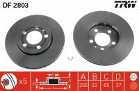 Диск тормозной передний для vw polo sedan, golf iv-v, skoda octavia (1u_) DF2803 Trw DF2803