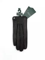 Перчатки Ralph Lauren L черные кожаные с тремя прошитыми декоративными полосами из кожи Lauren Whipstitched Points Touchscreen Black Leather Gloves