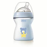 Бутылочка для кормления Chicco Natural Feeling, 2мес.+, силиконовая соска с флексорами детская для молока и воды 250 мл голубая NEW