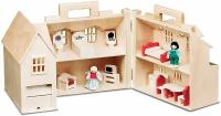 Деревянный кукольный домик Melissa & Doug Fold & Go с 2 игровыми фигурками и 11 предметами мебели