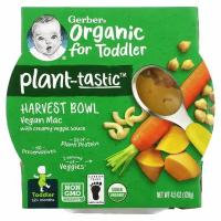 Gerber, Organic for Toddler, с растительным вкусом, Harvest Bowl, от 12 месяцев, веганский Mac со сливочным вегетарианским соусом, 128 г (4,5 унции)