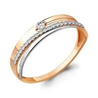 Золотое кольцо Aquamarine 64372А с фианитом, Золото 585°, размер 18