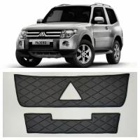 Утеплитель радиатора для Mitsubishi Pajero 4 2014-2021 (черный ромб)