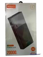 Внешний аккумулятор (Power bank) 2 USB Demaco A85 20000 mAh(черный) с фонариком