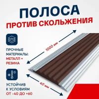 Противоскользящий алюминиевый профиль, полоса Стандарт 40мм, 1м, темно-коричневый