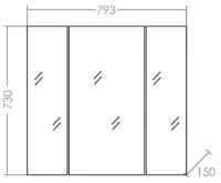 Зеркальный шкаф Стандарт 80, трельяж, фацет Санта 113010