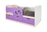 Кровать для ребенка BTS Лего дуб атланта / лиловый сад
