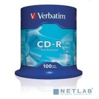 Verbatim Диск Verbatim Диски CD-R 100 шт. 48/52-x 700Mb, Cake Box ( 43411)