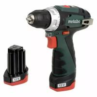 Дрель-шуруповерт METABO PowerMaxx BS, 2Ач, с двумя аккумуляторами [600984500]