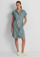Платье-рубашка Ralph Lauren 4 светло-синяя с цельнокроеным коротким рукавом на пуговицах