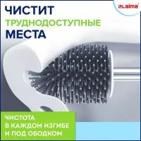 Ершик для унитаза силиконовый STANDART TYPE овальный напольный с пинцетом LAIMA 608132 (1)