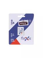 Карта памяти 8Gb - Flexis Micro Secure Digital HC Cl10 U1 FMSD008GU1A с переходником под SD (Оригинальная!)