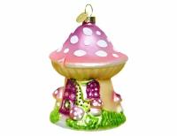 Ёлочная игрушка грибочек-домик, стекло, 10.5 см, Kaemingk (Decoris)
