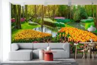 Фотообои Тюльпаны в парке 275x846 (ВхШ), бесшовные, флизелиновые, MasterFresok арт 7-985