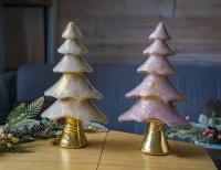 Декоративная ёлка лаури, розовая с золотым, текстиль, 38 см, Due Esse Christmas LX2020-2026