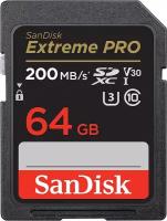 Карта памяти SanDisk SDXC Extreme Pro Class 10 UHS-I V30 U3 (200/90MB/s) 64GB