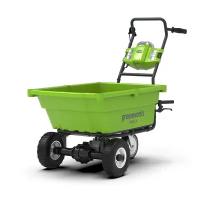 Садовая тележка аккумуляторная самоходная Greenworks G40GC 40V, объем ковша 106 л, без АКБ И ЗУ, щеточный двигатель