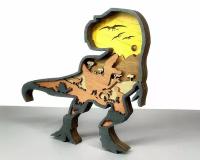 Конструктор деревянный Динозавр, для самостоятельной сборки и раскраски, не окрашенный - Детская Логика