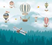 Фотообои Воздушные шары и самолет в горах 275x318 (ВхШ), бесшовные, флизелиновые, MasterFresok арт 7-633
