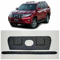 Утеплитель радиаторной решетки Premium для Toyota Land Cruiser Prado 150 2017-2022 с кармашками черный ромб