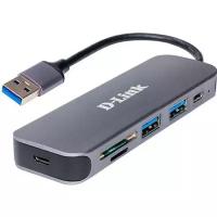 Разветвитель USB 3.0 D-LINK DUB-1325 2 порта, серый