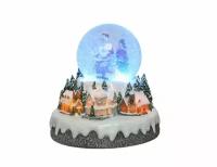 Снежный шар музыкальный праздничный вихрь, 4 меняющих цвета LED-огня, динамика, снежный вихрь, 20 см, батарейки, Kaemingk (Lumineo)