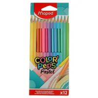 Maped Карандаши 12 цветов Maped Color` Peps Pastel, треугольные, ударопрочные, картон, футляр