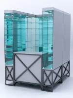 Павильон торговый лофт стиль (глубина витрин-300мм) №1б, Серый 150 x 180 x 210 см (ДхШхВ)