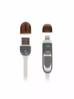 Кабель 2 в 1 LuazON microUSB Lightning USB 1 А 0 9 м плоский белый