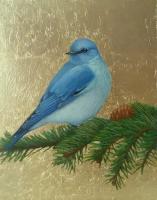 Картина авторская 25х20см, Голубая птица, картина в подарок